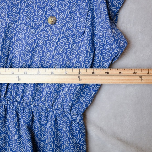 Lucky Brand Midi Shirt Dress‎ XL Blue Boho Cottagecore Prairie Pockets - Picture 10 of 10